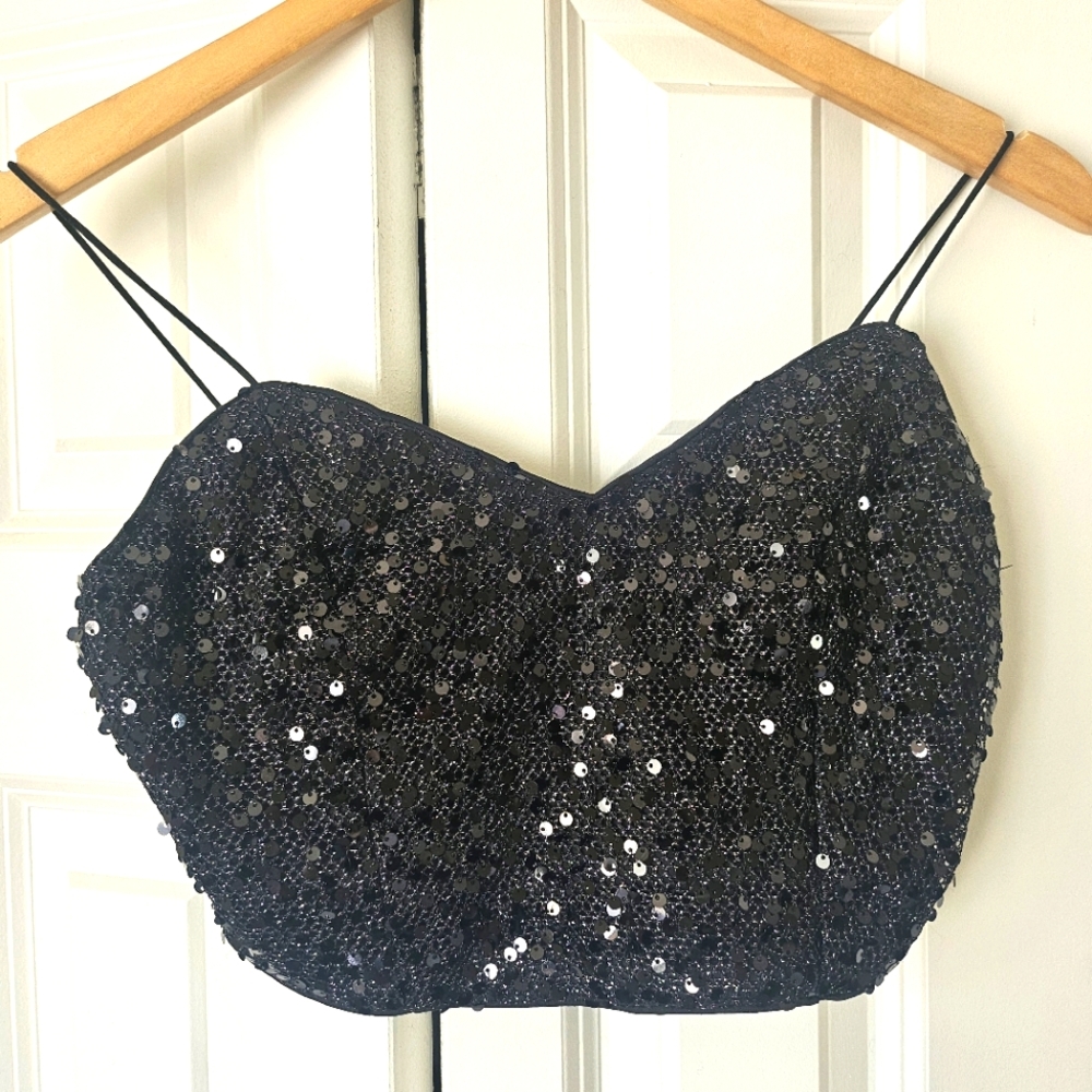 Lulus Sparkling Image Black Sequin Party Two-Piece Jumpsuit, Size S - Picture 9 of 16